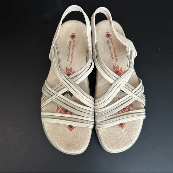 Skechers Reggae Slim Simply Stretch Sandals Beige Taupe Slingback Size 8 - Picture 7 of 10